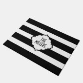 白と黒のストライプパターン ドアマット (アングル)