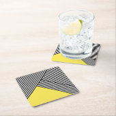 白と黒のストライプ三角形 スクエアペーパーコースター (インサイチュ)