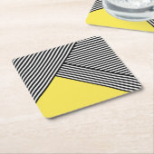 白と黒のストライプ三角形 スクエアペーパーコースター (アングル)