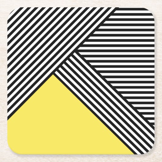 白と黒のストライプ三角形 スクエアペーパーコースター (正面)