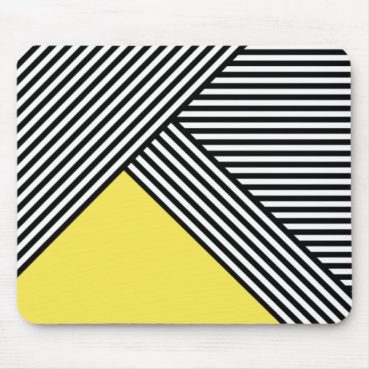 白と黒のストライプ三角形 マウスパッド (正面)