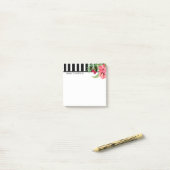 白と黒のストライプ花とエキゾチックな花 ポストイット (デスク上)