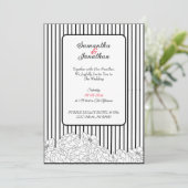 白と黒のストライプ花結婚- 招待状 (スタンド正面)