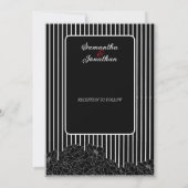 白と黒のストライプ花結婚- 招待状 (裏面)