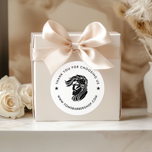 白と黒のタイポグラフィカスタムヘアロゴ ラウンドシール