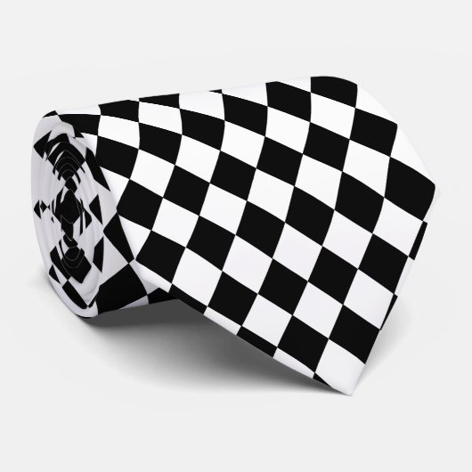 白と黒のダイヤモンドタイ ネクタイ (ロール)