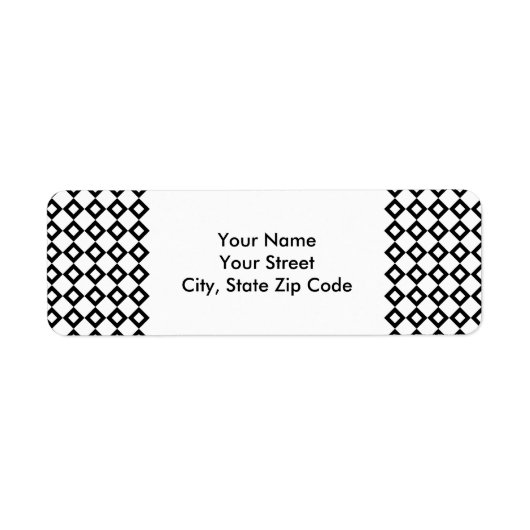 白と黒のダイヤモンドパターン住所 シール (正面)