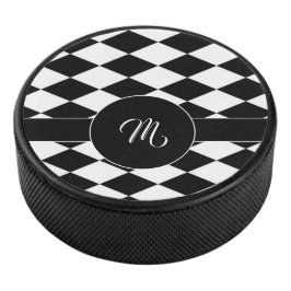 白と黒のダイヤモンドパターン アイスホッケーパック