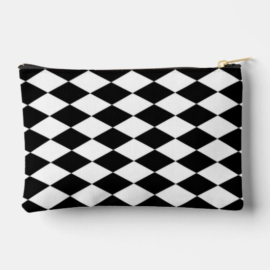 白と黒のダイヤモンドパターン アクセサリーポーチ (裏面)