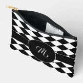 白と黒のダイヤモンドパターン アクセサリーポーチ (見開き)