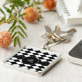 白と黒のダイヤモンドパターン キーホルダー (側面)