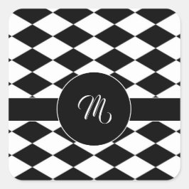 白と黒のダイヤモンドパターン スクエアシール