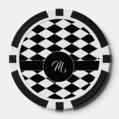 白と黒のダイヤモンドパターン ポーカーチップ (正面)