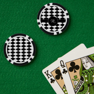 白と黒のダイヤモンドパターン ポーカーチップ