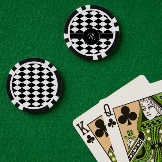 白と黒のダイヤモンドパターン ポーカーチップ (ポーカーテーブル (ダブル))