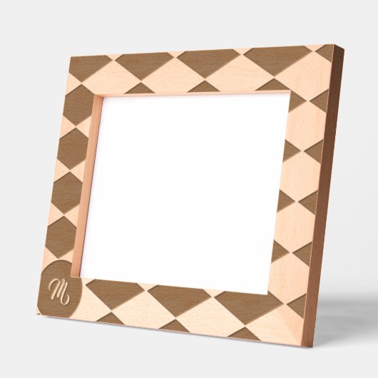 白と黒のダイヤモンドパターン レーザー彫刻フレーム (左)