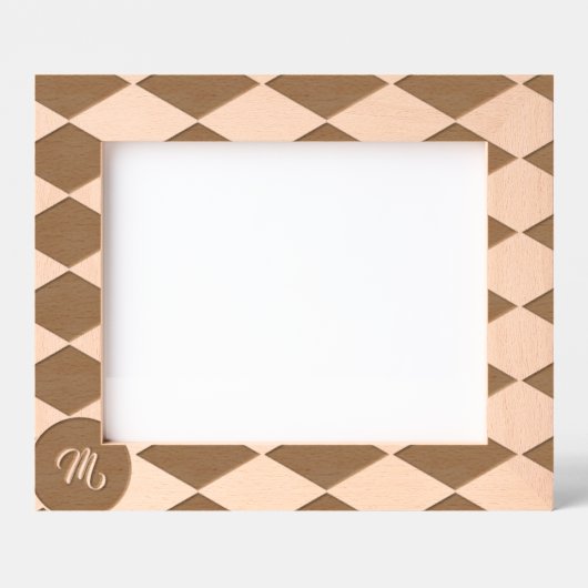 白と黒のダイヤモンドパターン レーザー彫刻フレーム (正面)