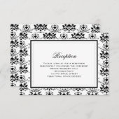白と黒のダマスク・エレガント受付カード エンクロージャーカード (正面/裏面)