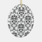白と黒のダマスク セラミックオーナメント (右)
