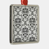 白と黒のダマスク メタルオーナメント (右)