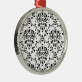 白と黒のダマスク メタルオーナメント (右)