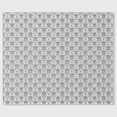 白と黒のダマスク ラッピングペーパー (フラット)