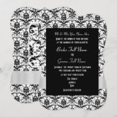 白と黒のダマフォーマルス結婚ク 招待状 (正面/裏面)