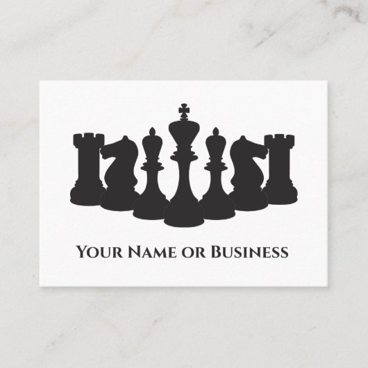 白と黒のチェスの駒クラシックの名刺 名刺 (正面)