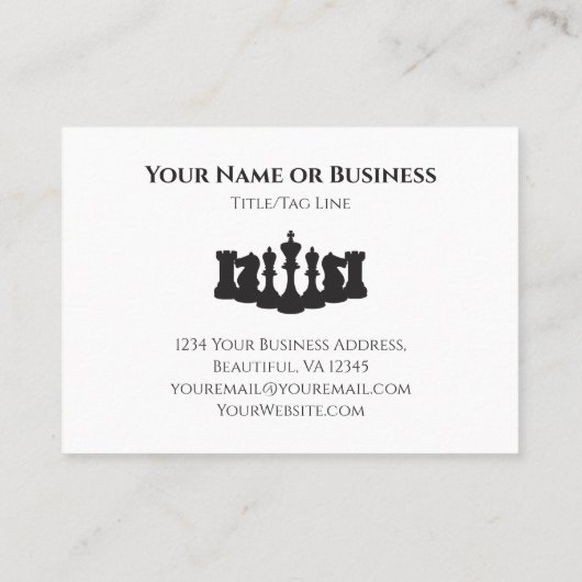 白と黒のチェスの駒クラシックの名刺 名刺 (裏面)