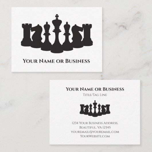 白と黒のチェスの駒クラシックの名刺 名刺 (正面/裏面)