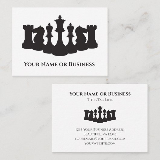 白と黒のチェスの駒クラシックの名刺 名刺 (正面/裏面)