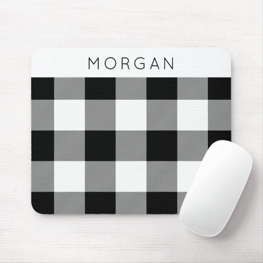 白と黒のチェックマウスパッド マウスパッド (マウス)