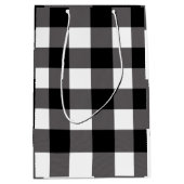白と黒のチェック柄のスクエア バッファロープレイド ミディアムペーパーバッグ (正面)