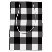 白と黒のチェック柄のスクエア バッファロープレイド ミディアムペーパーバッグ (裏面)