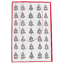 白と黒のツリー抱き枕（赤い辺） ミディアムペーパーバッグ