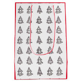 白と黒のツリー抱き枕（赤い辺） ミディアムペーパーバッグ (裏面)