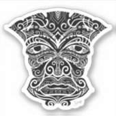 白と黒のティキマスク シール (正面)