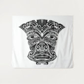 白と黒のティキマスク タペストリー (正面(横))