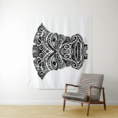 白と黒のティキマスク タペストリー (インサイチュ)