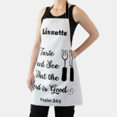 白と黒のテストと主が良いことを見る エプロン (インサイチュ)