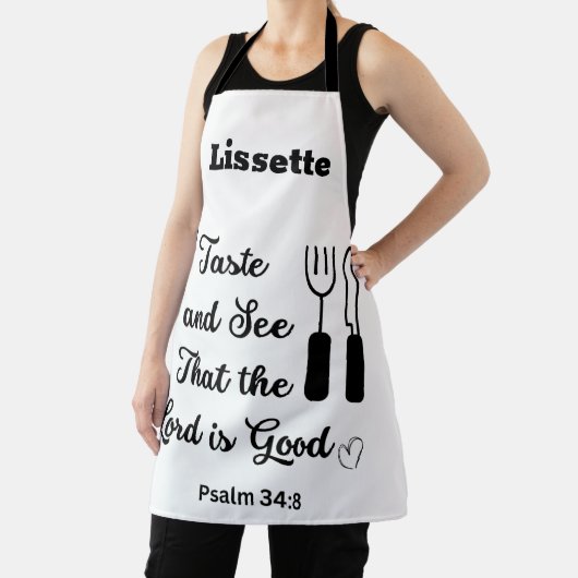 白と黒のテストと主が良いことを見る エプロン (インサイチュ)