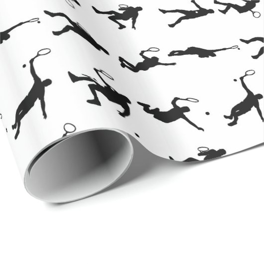 白と黒のテニス選手は男性のギフトラップをポーズ ラッピングペーパー (ロールコーナー)