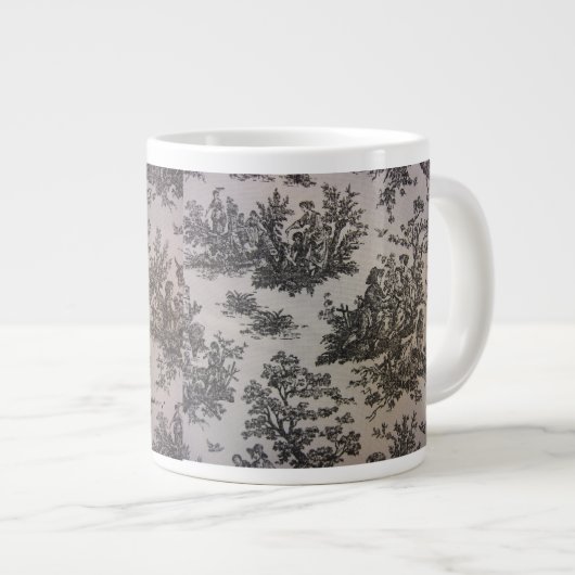 白と黒のトイル ジャンボコーヒーマグカップ (正面右)