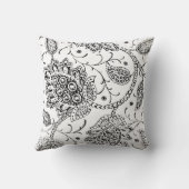 白と黒のトイレフローラアクセント枕 クッション (裏面)
