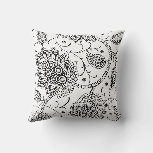 白と黒のトイレフローラアクセント枕 クッション (裏面)