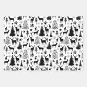 白と黒のトナカイの森モダン林 ラッピングペーパーシート (正面3)