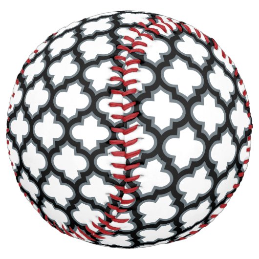 白と黒のトレリス、ラティス、クローバー ソフトボール (アングル)