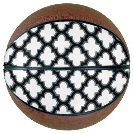 白と黒のトレリス、ラティス、クローバー バスケットボール