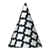 白と黒のトレリス、ラティス、クローバー パーティーハット (左)