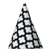 白と黒のトレリス、ラティス、クローバー パーティーハット (右)